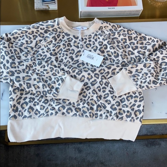 FRAME Animal Print Crewneck Sweater Size SMALL - Picture 2 of 2